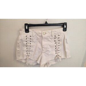 Garage Denim Shorts Festival White Shoe Lace Accents Juniors Size 1 Cowgirl Y2K